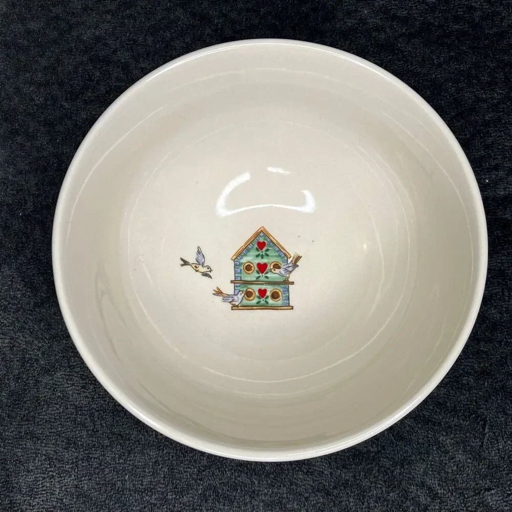 Thomson Pottery Country Birdhouse Vines Set of 4 Soup / Cereal Bowls 6 1/8